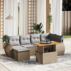 vidaXL Salon de jardin avec coussins 7 pcs beige résine tressée 