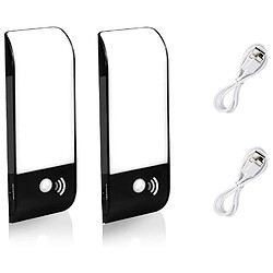 Universal Détecteur de mouvement LED, (2 paquets) bande lumineuse de nuit [ 12 LEDs ] bande magnétique pour allumage/éteinture automatique, placard rechargeable USB, chambre d'enfant, hall, chambre à coucher, cuisine, vestiaire, garage, (noir) 