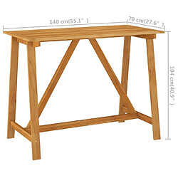 vidaXL Table de bar de jardin 140x70x104 cm Bois d'acacia massif pas cher