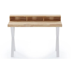 Pegane Table de bureau en bois coloris chêne nordique / blanc -Longueur 120 x profondeur 60 x hauteur 77 - 88 cm