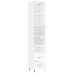 Maison Chic Buffet,Meuble de Rangement,commode pour salon,Cuisine Blanc brillant 34,5x34x180 cm Bois d'ingénierie -MN66594