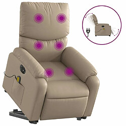 Maison Chic Fauteuil Relax pour salon, Fauteuil inclinable de massage électrique cappuccino similicuir -GKD62140