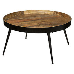Atmosphera, Createur D'Interieur Table basse Siwan en bois de manguier - Diamètre 70 cm - Noir et Doré