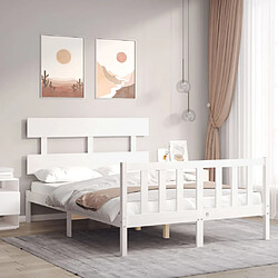 Maison Chic Cadre/structure de lit avec tête de lit pour adulte - Lit Moderne Chambre blanc 120x200 cm bois massif -MN65403