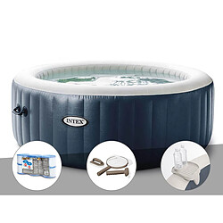 Kit spa gonflable Intex PureSpa Blue Navy rond Bulles 6 places + 6 filtres + Kit d'entretien + Porte/verre Kit spa gonflable Intex PureSpa Blue Navy rond Bulles 6 places + 6 filtres + Kit d'entretien + Porte-verre