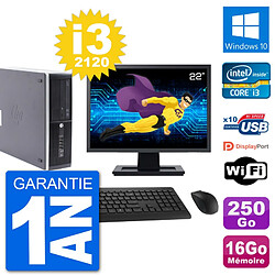 PC HP Compaq Pro 6300 SFF Ecran 22" Intel i3-2120 RAM 16Go 250Go Windows 10 Wifi · Occasion 