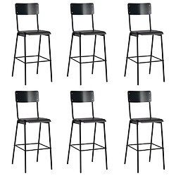 vidaXL Chaises de bar lot de 6 noir contreplaqué solide et acier 