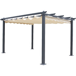 Alter Pergola de jardin avec toit ouvrant, structure couleur anthracite et toile couleur écru, 300 x 400 cm