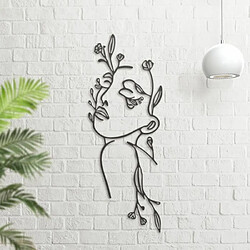 DEKORY Visage féminin Décoration Muraleen Métal 64 x 24 cm Line art Silhouette féminine, Décoration Murale Visage féminin en Métal, Art Mural Silhouette de visage féminin 64 x 24 cm