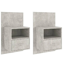 vidaXL Tables de chevet murales 2 pcs Gris béton