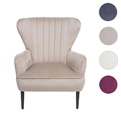 Mendler Fauteuil Lounge HWC-K37, Fauteuil Cocktail Fauteuil rembourré, velours ~ taupe 