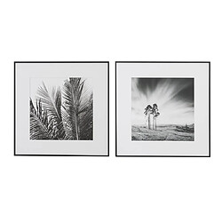 Pegane Ensemble de 2 tableaux imprimés de 2 paysage noir et blanc avec un cadre en bois noir-Longueur 100 x Profondeur 4 x Hauteur 50 cm