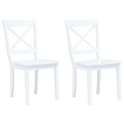 vidaXL Chaises à manger lot de 2 blanc bois hévéa massif