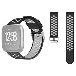 Wewoo Pour Fitbit Versa Simple Bracelet De Montre En Silicone Noir + Gris Bleu Lac 