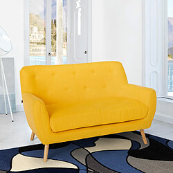 LE ROI DU RELAX Canapé 2 places en tissu de style scandinave confortable moderne Irvine | Couleur: Jaune