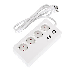 Ledkia Bloc Multiprises 4 Prises Type F Schuko + 2 xUSB WiFi Blanc