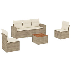 Maison Chic Salon de jardin avec coussins 6 pcs, Ensemble Tables et chaises de jardin, beige résine tressée -GKD664901