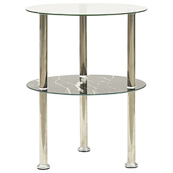 Maison Chic Table d'appoint | Table Basse 2 niveaux Transparent et noir 38cm Verre trempé -GKD62251