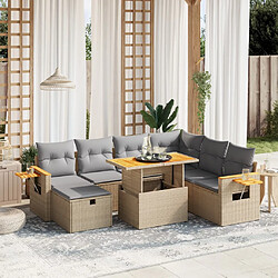 vidaXL Salon de jardin avec coussins 8 pcs beige résine tressée 