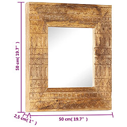 Acheter vidaXL Miroir sculpté à la main 50x50x2,5 cm bois de manguier solide