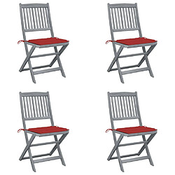 Maison Chic Lot de 4 Chaises pliables d'extérieur avec coussins | chaises de jardin | Fauteuil Relax Bois d'acacia -GKD18095