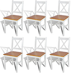 vidaXL Chaises à manger lot de 6 blanc pinède