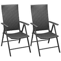 vidaXL Chaises empilables de jardin lot de 2 Résine tressée Noir