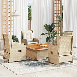 vidaXL Salon de jardin avec coussins 5 pcs beige résine tressée 