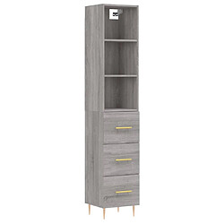 Maison Chic Buffet,Meuble de Rangement,commode pour salon,Cuisine Sonoma gris 34,5x34x180 cm Bois d'ingénierie -MN98490