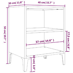 vidaXL Tables de chevet pieds en métal 2 pcs noir 40x30x50 cm pas cher