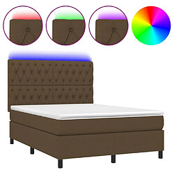 vidaXL Sommier à lattes de lit matelas et LED Marron foncé 140x190 cm