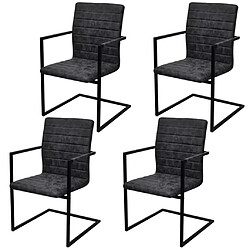 Maison Chic Lot de 4 Chaises à manger cantilever,Chaises de cuisine style scandinave - noir similicuir -MN16943