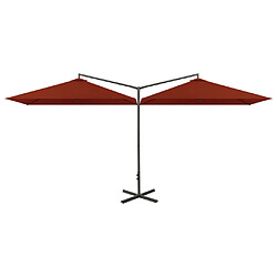 vidaXL Parasol de jardin double et mât en acier terre cuite 600x300 cm