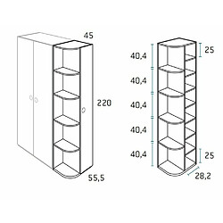 Inside 75 Armoire terminale d'angle 1 porte 45 x 55,5 x 220 cm finition chêne blanchis