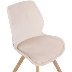 Decoshop26 Lot de 4 chaises de salle à manger design scandinave en velours crème et pieds en bois clair 10_0001855