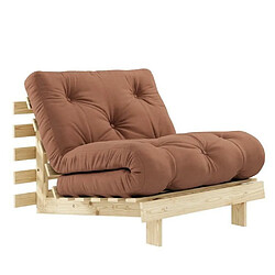 Inside 75 Fauteuil convertible futon ROOTS pin naturel coloris brun argile couchage 90 x 200 cm. 