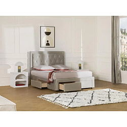 Vente-Unique Lit avec tiroirs 140 x 190 cm - Tissu velours - Beige - LEOPOLD 