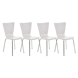 Decoshop26 Lot de 4 chaises de cuisine salle à manger empilable en bois blanc et structure stable à quatre pieds en métal 10_0003166