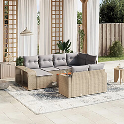 vidaXL Salon de jardin 11 pcs avec coussins beige résine tressée 