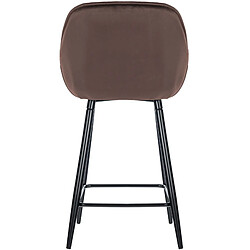 Decoshop26 Lot de 2 tabourets de bar chaises hautes assise effet capitonnée en velours marron et métal noir 10_0004152