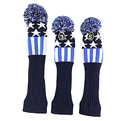 3pcs Golf Pom Pom Knit Headcover Fairway Woods Driver Hybrid Head Covers 02