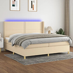 Sommier à lattes,Cadre à lattes de lit pour Adulte matelas et LED Crème 200x200 cm Tissu -MN84388