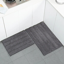 LUUCOZK Tapis de bain antidérapants, absorbants, à séchage rapide, décoration de salle de bain, gris foncé-43x122cm 