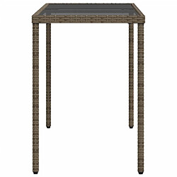 Acheter vidaXL Table de jardin dessus en verre gris 115x54x74cm résine tressée