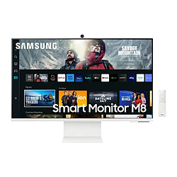 Ecran PC - SAMSUNG - Smart Monitor M8 - CM800 - 32 UHD 4K 3840x2160 - 60Hz - VA - 4ms - Blanc - HDMI + USB-C + Télécommande