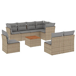 vidaXL Salon de jardin avec coussins 9pcs mélange beige résine tressée