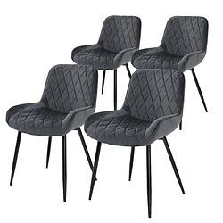 ML-Design Set 4 chaises de salle à manger rembourrées assise dossier anthracite velours 