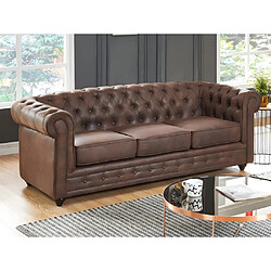 Vente-Unique Canapé 3 places et 2 fauteuils CHESTERFIELD en microfibre aspect cuir vieilli