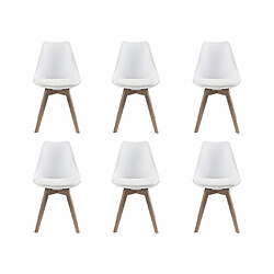 Avis Vente-Unique Lot de 6 chaises JODY - Polypropylène Hêtre - Blanc