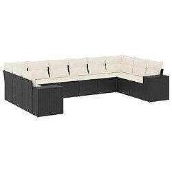 Maison Chic Salon de jardin 10 pcs avec coussins, Ensemble Tables et chaises d'extérieur noir résine tressée -GKD602023